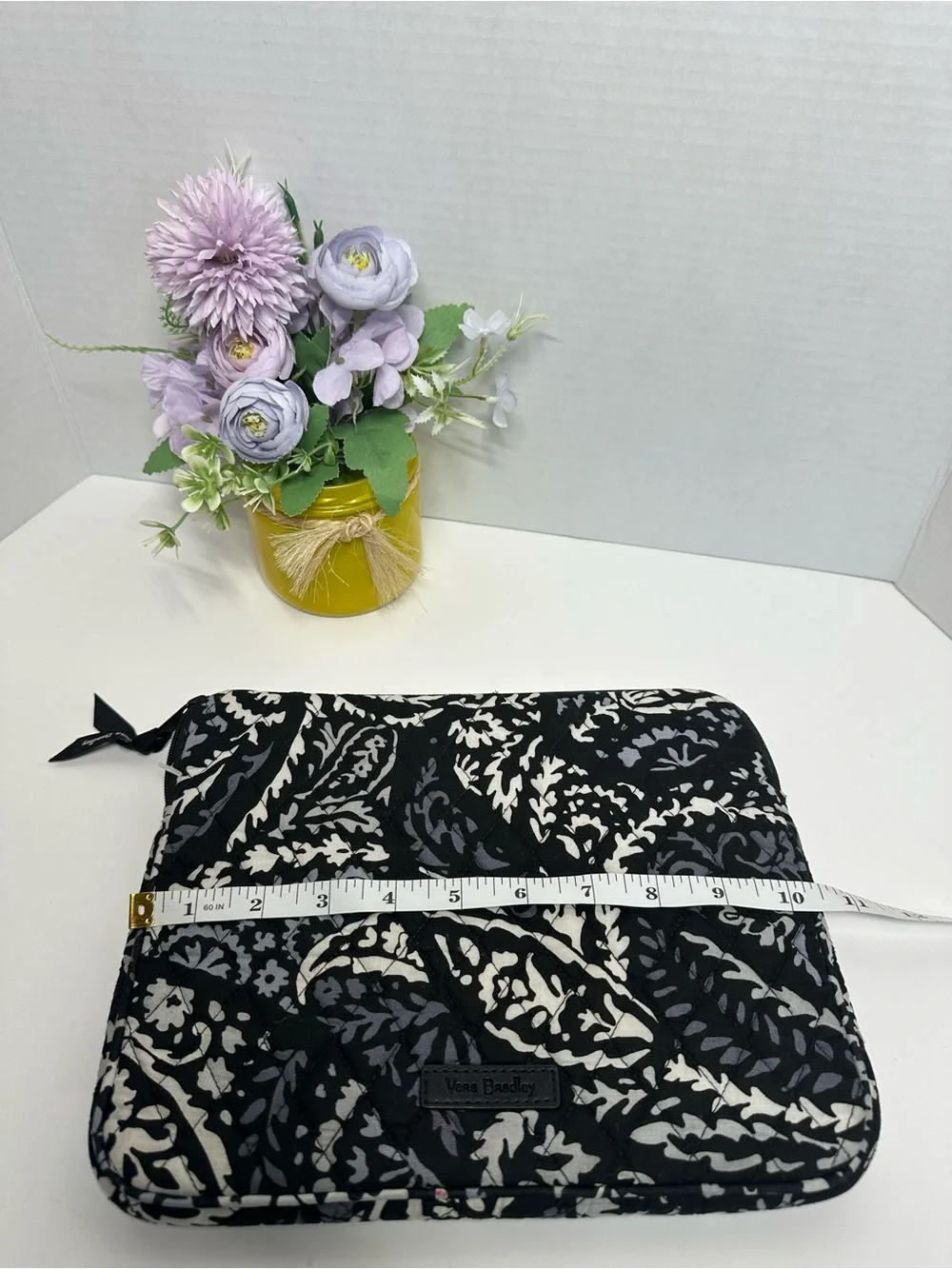 Vera Bradley Black & Cream Floral Quilted Zip Pouch
